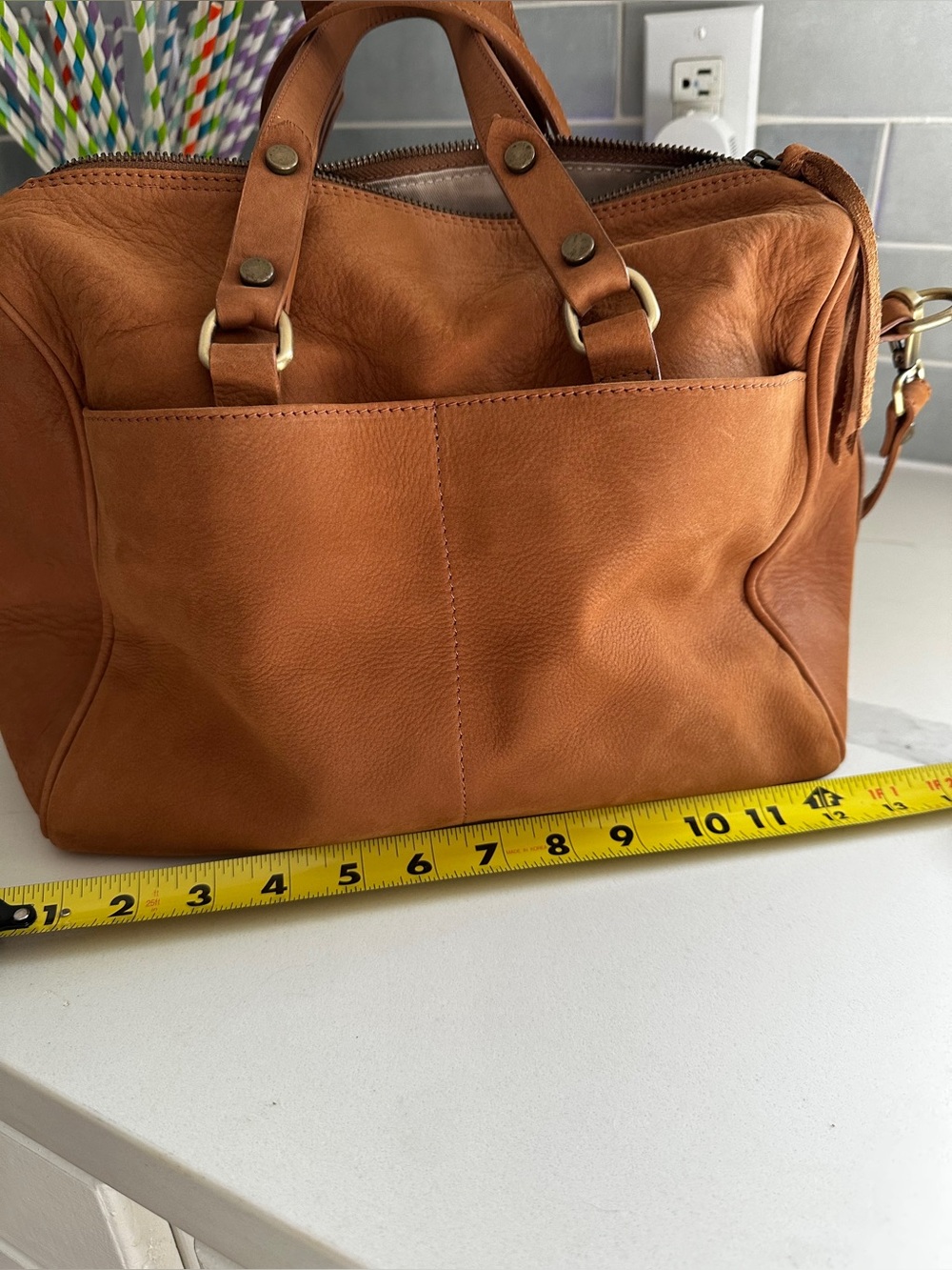 Sundance Leather Satchel in Cognac Brown
